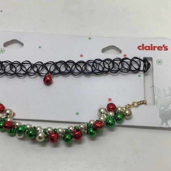 Claire’s Jingle Bell Christmas Holiday Mixed Choker Necklace 2-Pack Set - Picture 4 of 8